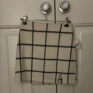 A.L.C. Checkered Mini Skirt in Cream and Black